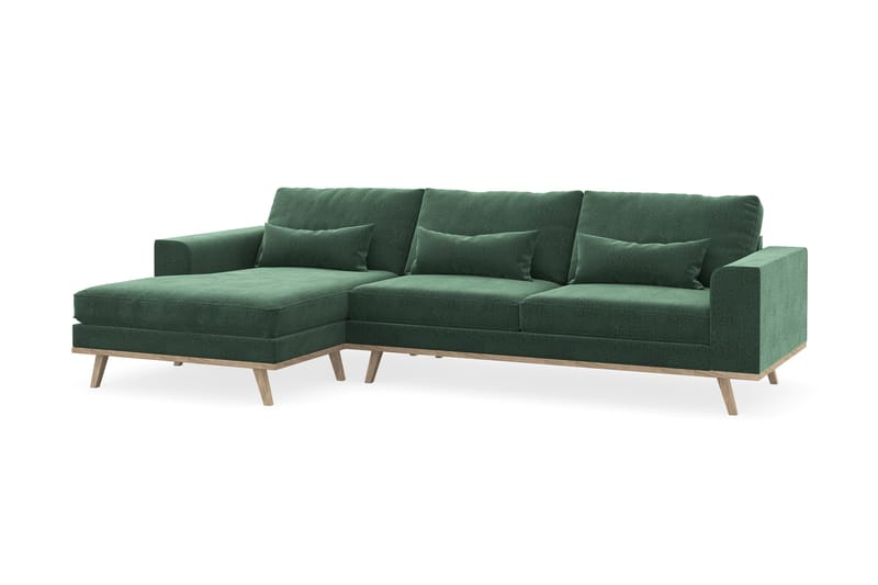 Copenhagen 4-sits Vänstervänd L-formad Divansoffa i Sammet - Mörkgrön - Products - Möbler - Soffa - Divansoffa & schäslongsoffa - 4 sits soffa med divan