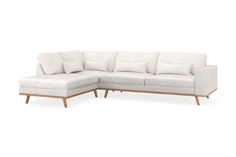Copenhagen 4-sits Vänstervänd L-formad Schäslongsoffa i Bouclé - Vit - Products - Möbler - Soffa - Divansoffa & schäslongsoffa - 4 sits soffa med divan