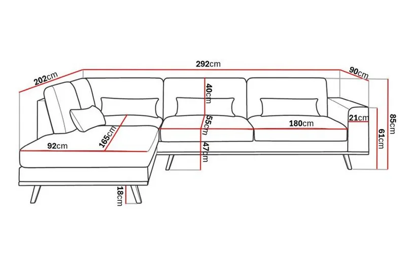 Copenhagen 4-sits Vänstervänd L-formad Schäslongsoffa i Manchester - Mörkgrå - Products - Möbler - Soffa - Divansoffa & schäslongsoffa - 4 sits soffa med divan