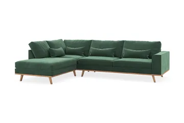 Copenhagen 4-sits Vänstervänd L-formad Schäslongsoffa i Sammet - Mörkgrön - Products - Möbler - Soffa - Divansoffa & schäslongsoffa - 4 sits soffa med divan