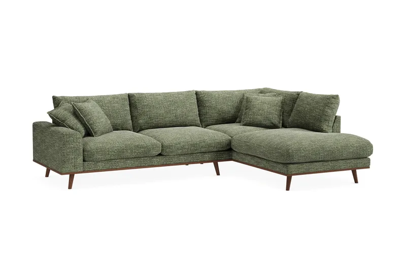Copenhagen Premium 4-sits Högervänd L-formad Djup Schäslongsoffa i Chenille - Grön - Products - Möbler - Soffa - Divansoffa & schäslongsoffa - 4 sits soffa med divan