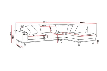 Copenhagen Premium 4-sits Högervänd L-formad Djup Schäslongsoffa i Tyg - Mörkbrun - Products - Möbler - Soffa - Divansoffa & schäslongsoffa - 4 sits soffa med divan