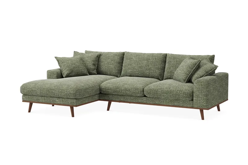 Copenhagen Premium 4-sits Vänstervänd L-formad Djup Divansoffa i Chenille - Grön - Products - Möbler - Soffa - Divansoffa & schäslongsoffa - 4 sits soffa med divan