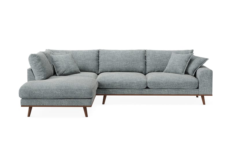 Copenhagen Premium 4-sits Vänstervänd L-formad Djup Schäslongsoffa i Chenille, Grå/Blå