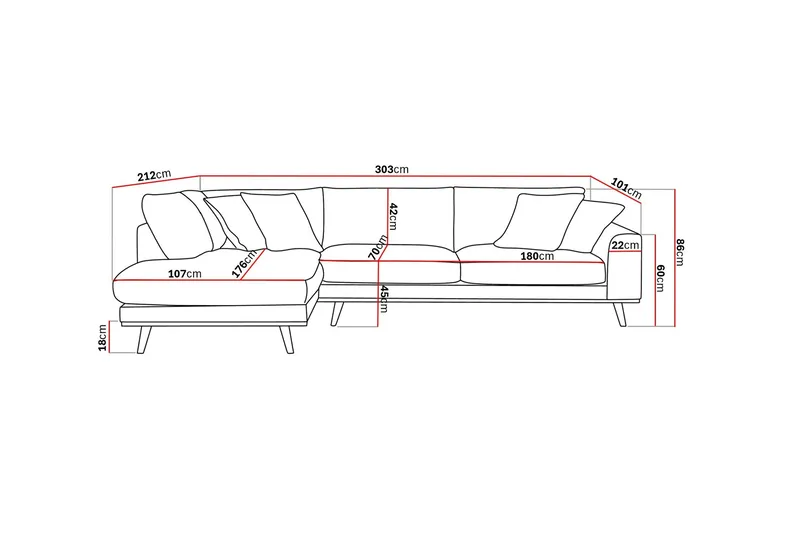 Copenhagen Premium 4-sits Vänstervänd L-formad Djup Schäslongsoffa i Tyg - Ljusbrun - Products - Möbler - Soffa - Divansoffa & schäslongsoffa - 4 sits soffa med divan