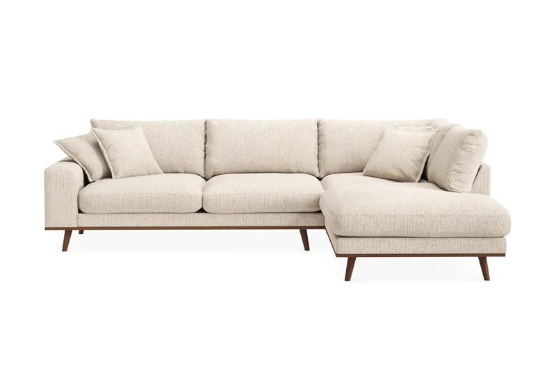 Copenhagen Premium 4-sits Högervänd L-formad Djup Schäslongsoffa i Chenille - Beige - Products - Möbler - Soffa - Divansoffa & schäslongsoffa - 4 sits soffa med divan