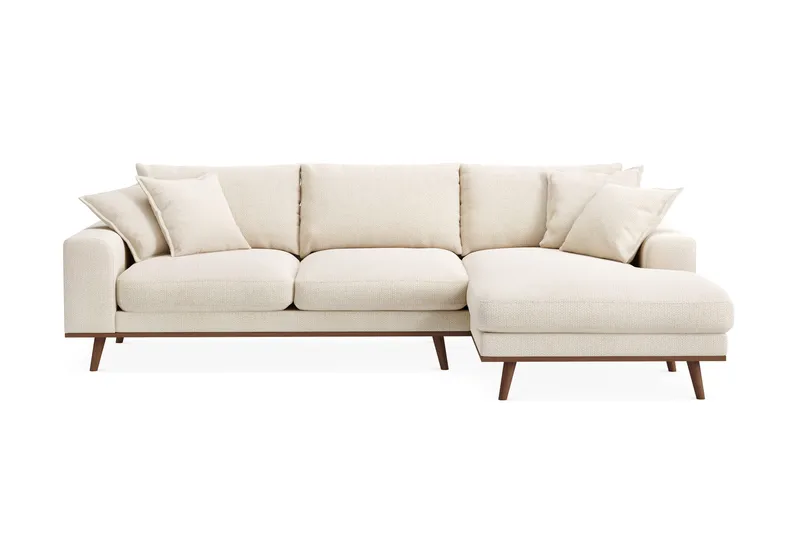 Copenhagen Premium 4-sits Högervänd L-formad Djup Divansoffa i Chenille - Ljusbeige - Products - Möbler - Soffa - Divansoffa & schäslongsoffa - 4 sits soffa med divan