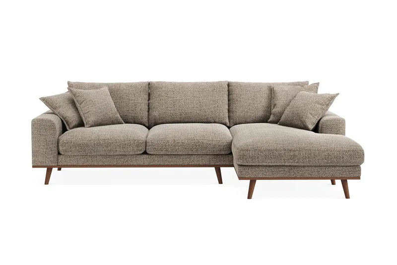Copenhagen Premium 4-sits Högervänd L-formad Djup Divansoffa i Chenille - Brun - Products - Möbler - Soffa - Divansoffa & schäslongsoffa - 4 sits soffa med divan