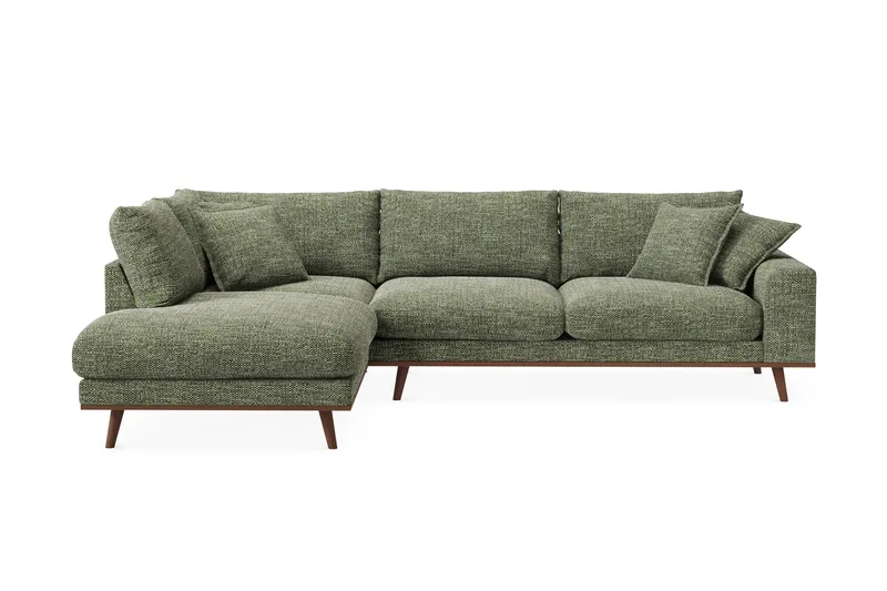Copenhagen Premium 4-sits Vänstervänd L-formad Djup Schäslongsoffa i Chenille - Grön - Products - Möbler - Soffa - Divansoffa & schäslongsoffa - 4 sits soffa med divan