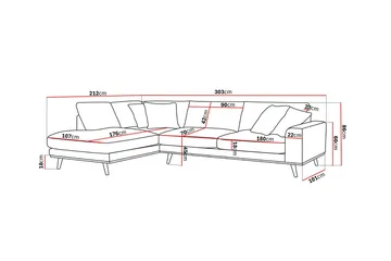 Copenhagen Premium 4-sits Vänstervänd L-formad Djup Schäslongsoffa i Tyg - Mörkbrun - Products - Möbler - Soffa - Divansoffa & sch äslongsoffa - 4 sits soffa med divan