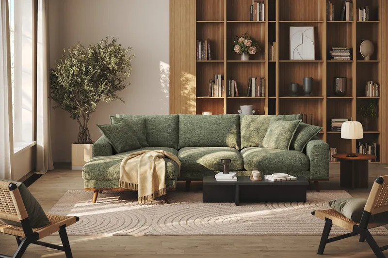 Copenhagen Premium 4-sits Vänstervänd L-formad Djup Divansoffa i Chenille - Grön - Products - Möbler - Soffa - Divansoffa & schäslongsoffa - 4 sits soffa med divan