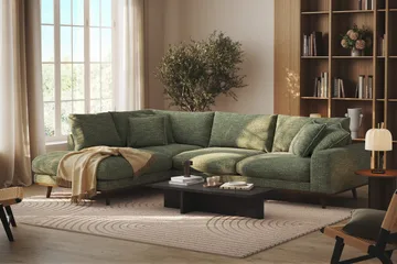 Copenhagen Premium 4-sits Vänstervänd L-formad Djup Schäslongsoffa i Chenille - Grön - Products - Möbler - Soffa - Divansoffa & schäslongsoffa - 4 sits soffa med divan