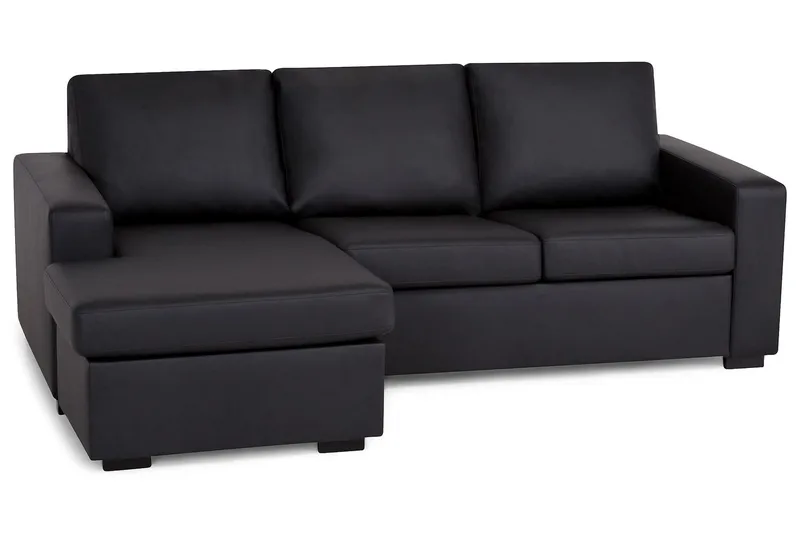 Crazy 3-sits Vändbar L-formad Divansoffa i Konstläder - Svart - Products - Möbler - Soffa - Divansoffa & schäslongsoffa - 3 sits soffa med divan