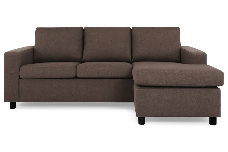 Crazy 3-sits Vändbar L-formad Divansoffa i Tyg, Brun