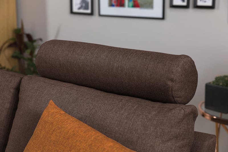 Crazy 3-sits Vändbar L-formad Divansoffa i Tyg - Brun - Products - Möbler - Soffa - Divansoffa & schäslongsoffa - 3 sits soffa med divan