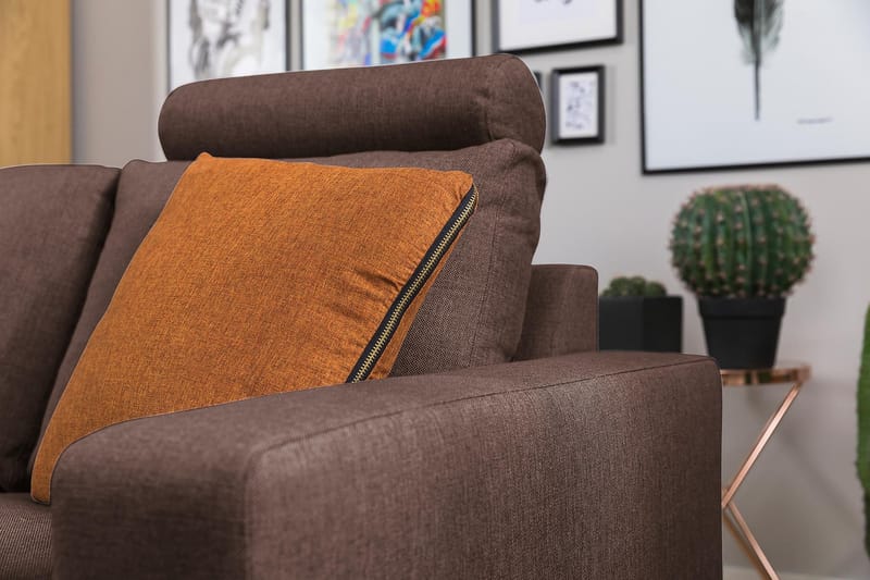 Crazy 3-sits Vändbar L-formad Divansoffa i Tyg - Brun - Products - Möbler - Soffa - Divansoffa & schäslongsoffa - 3 sits soffa med divan