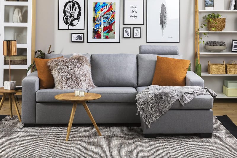 Crazy 3-sits Vändbar L-formad Divansoffa i Tyg - Grå - Products - Möbler - Soffa - Divansoffa & schäslongsoffa - 3 sits soffa med divan