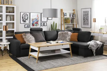 Crazy 4-sits Högervänd L-formad Schäslongsoffa i Tyg - Antracit - Products - Möbler - Soffa - Divansoffa & schäslongsoffa - 3 sits soffa med divan