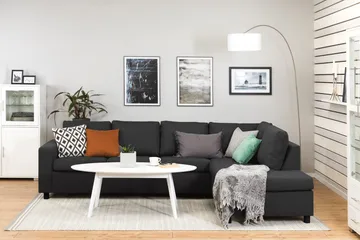 Crazy 4-sits Högervänd L-formad Schäslongsoffa i Tyg - Antracit - Products - Möbler - Soffa - Divansoffa & schäslongsoffa - 3 sits soffa med divan
