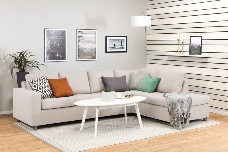 Crazy 4-sits Högervänd L-formad Schäslongsoffa i Tyg - Beige - Products - Möbler - Soffa - Divansoffa & schäslongsoffa - 3 sits soffa med divan