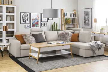 Crazy 4-sits Högervänd L-formad Schäslongsoffa i Tyg - Beige - Products - Möbler - Soffa - Divansoffa & schäslongsoffa - 3 sits soffa med divan