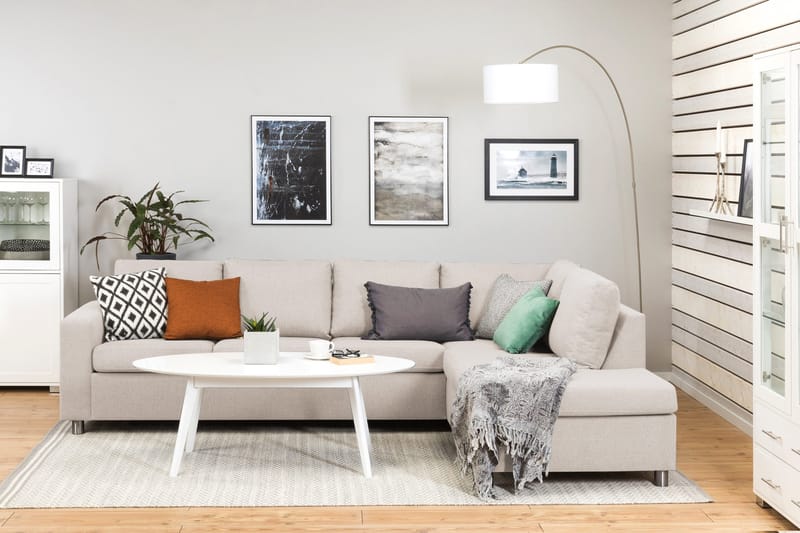 Crazy 4-sits Högervänd L-formad Schäslongsoffa i Tyg - Beige - Products - Möbler - Soffa - Divansoffa & schäslongsoffa - 3 sits soffa med divan