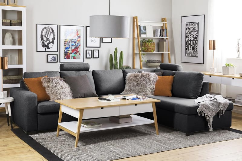 Crazy 4-sits Högervänd L-formad Schäslongsoffa i Tyg - Mörkgrå - Products - Möbler - Soffa - Divansoffa & schäslongsoffa - 3 sits soffa med divan