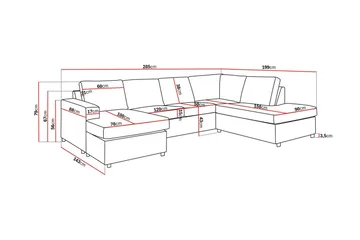 Crazy 4-sits Högervänd U-formad Large Soffa med Divan och Schäslong i Tyg - Antracit - Products - Möbler - Soffa - Divansoffa & schäslongsoffa - 4 sits soffa med divan