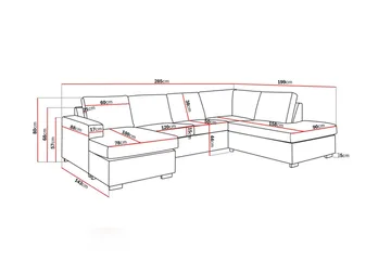 Crazy 4-sits Högervänd U-formad Large Soffa med Divan och Schäslong i Tyg - Grå - Products - Möbler - Soffa - Divansoffa & schäslongsoffa - 4 sits soffa med divan