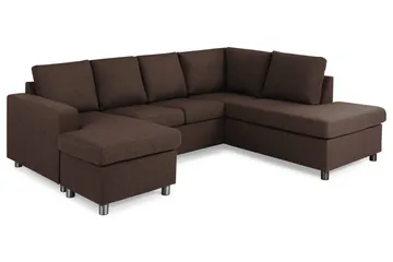 Crazy 4-sits Högervänd U-formad Small Soffa med Divan och Schäslong i Tyg - Brun - Products - Möbler - Soffa - Divansoffa & schäslongsoffa - 3 sits soffa med divan