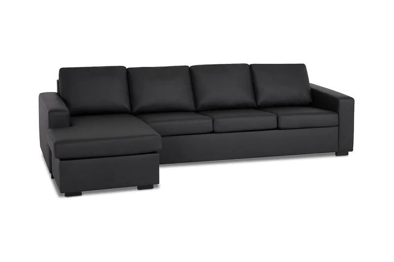 Crazy 4-sits Vändbar L-formad Divansoffa i Konstläder - Svart - Products - Möbler - Soffa - Divansoffa & schäslongsoffa - 4 sits soffa med divan