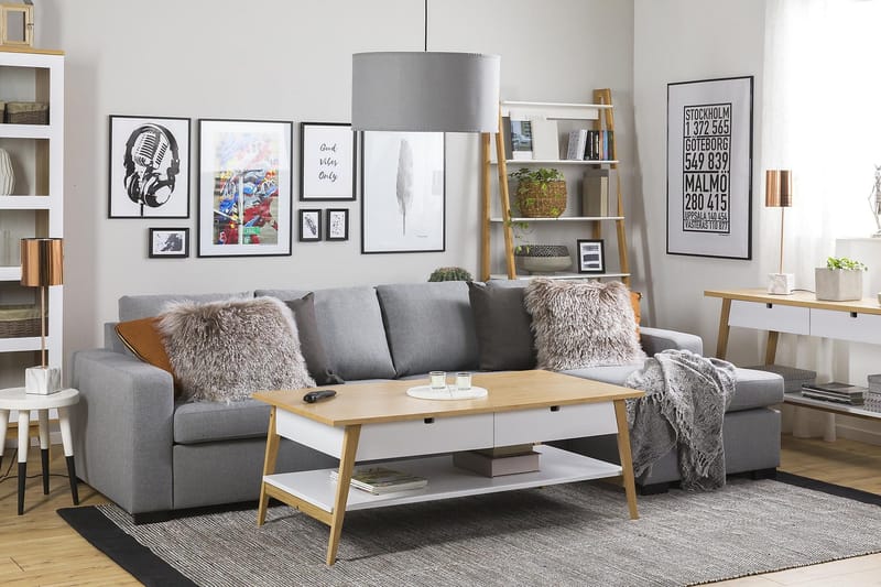 Crazy 4-sits Vändbar L-formad Divansoffa i Tyg - Grå - Products - Möbler - Soffa - Divansoffa & schäslongsoffa - 4 sits soffa med divan