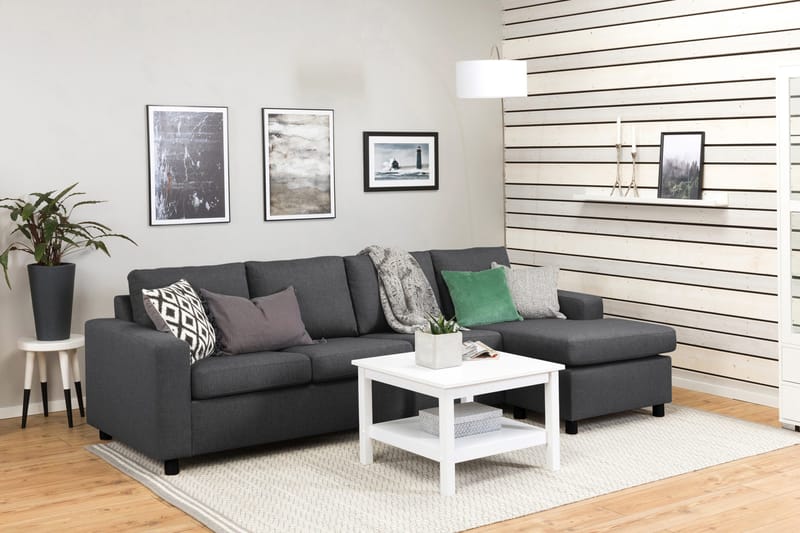 Crazy 4-sits Vändbar L-formad Divansoffa i Tyg - Mörkgrå - Products - Möbler - Soffa - Divansoffa & schäslongsoffa - 4 sits soffa med divan
