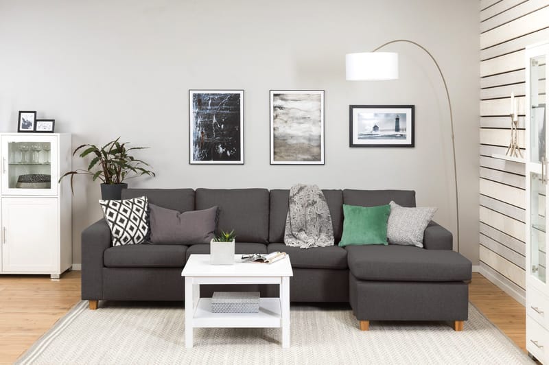 Crazy 4-sits Vändbar L-formad Divansoffa i Tyg - Mörkgrå - Products - Möbler - Soffa - Divansoffa & schäslongsoffa - 4 sits soffa med divan