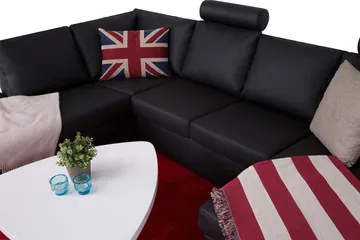 Crazy 4-sits Vänstervänd U-formad Large Soffa med Divan och Schäslong i Konstläder - Svart - Products - Möbler - Soffa - Divansoffa & schäslongsoffa - 4 sits soffa med divan