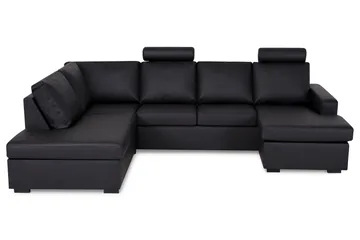 Crazy 4-sits Vänstervänd U-formad Large Soffa med Divan och Schäslong i Konstläder - Svart - Products - Möbler - Soffa - Divansoffa & schäslongsoffa - 4 sits soffa med divan