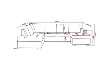 Crazy 4-sits Vänstervänd U-formad Large Soffa med Divan och Schäslong i Konstläder - Svart - Products - Möbler - Soffa - Divansoffa & schäslongsoffa - 4 sits soffa med divan