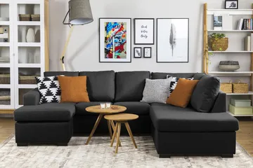 Crazy 4-sits Vänstervänd U-formad Large Soffa med Divan och Schäslong i Tyg - Antracit - Products - Möbler - Soffa - Divansoffa & schäslongsoffa - 4 sits soffa med divan