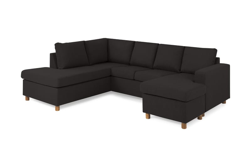 Crazy 4-sits Vänstervänd U-formad Large Soffa med Divan och Schäslong i Tyg, Antracit