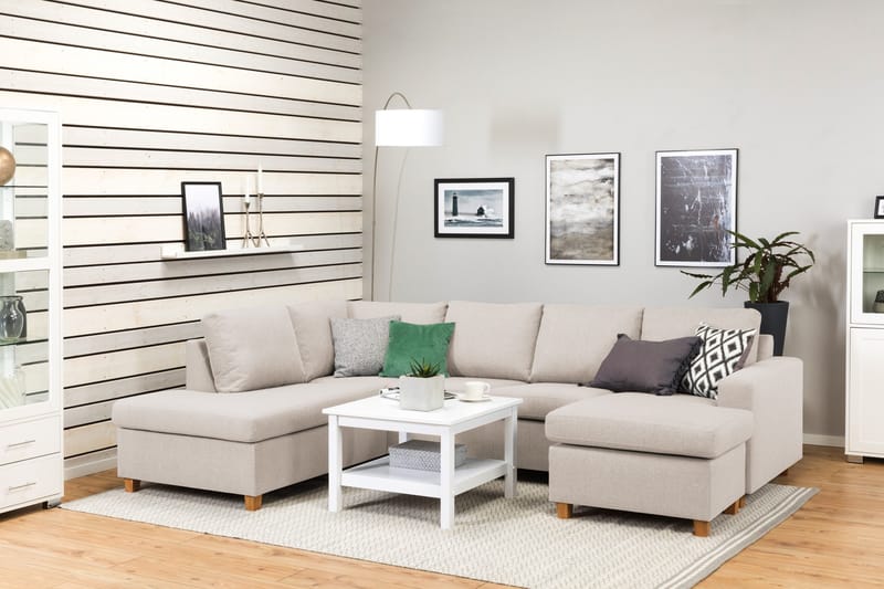 Crazy 4-sits Vänstervänd U-formad Large Soffa med Divan och Schäslong i Tyg - Beige - Products - Möbler - Soffa - Divansoffa & schäslongsoffa - 4 sits soffa med divan