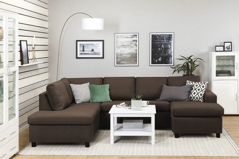 Crazy 4-sits Vänstervänd U-formad Large Soffa med Divan och Schäslong i Tyg - Brun - Products - Möbler - Soffa - Divansoffa & schäslongsoffa - 3 sits soffa med divan