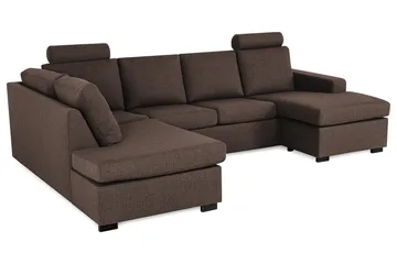 Crazy 4-sits Vänstervänd U-formad Large Soffa med Divan och Schäslong i Tyg - Brun - Products - Möbler - Soffa - Divansoffa & schäslongsoffa - 4 sits soffa med divan