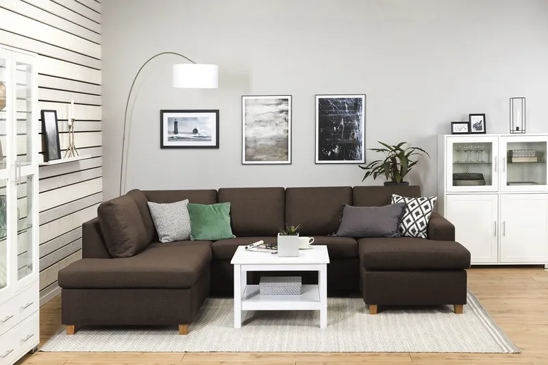 Crazy 4-sits Vänstervänd U-formad Large Soffa med Divan och Schäslong i Tyg - Brun - Products - Möbler - Soffa - Divansoffa & schäslongsoffa - 4 sits soffa med divan