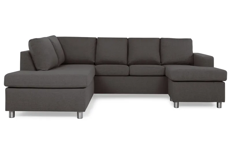 Crazy 4-sits Vänstervänd U-formad Small Soffa med Divan och Schäslong i Tyg - Mörkgrå - Products - Möbler - Soffa - Divansoffa & schäslongsoffa - 3 sits soffa med divan
