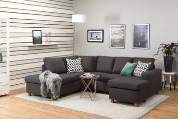 Crazy 4-sits Vänstervänd U-formad Small Soffa med Divan och Schäslong i Tyg - Mörkgrå - Products - Möbler - Soffa - Divansoffa & schäslongsoffa - 3 sits soffa med divan