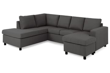 Crazy 4-sits Vänstervänd U-formad Small Soffa med Divan och Schäslong i Tyg - Mörkgrå - Products - Möbler - Soffa - Divansoffa & schäslongsoffa - 3 sits soffa med divan