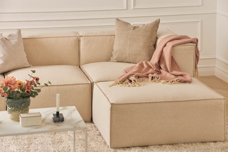 Cubo 4-sits Djup Modulsoffa med Divan i Tyg - Beige - Products - Möbler - Soffa - Divansoffa & schäslongsoffa - 3 sits soffa med divan