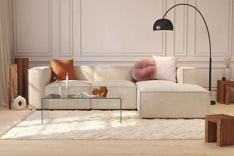 Cubo 4-sits Vändbar L-formad Djup Modulsoffa med Divan i Manchester - Beige - Products - Möbler - Soffa - Divansoffa & schäslongsoffa - 3 sits soffa med divan
