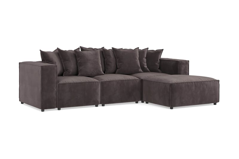 Cubo 4-sits Vändbar L-formad Djup Modulsoffa med Divan i Sammet - Mörkgrå - Products - Möbler - Soffa - Divansoffa & schäslongsoffa - 3 sits soffa med divan