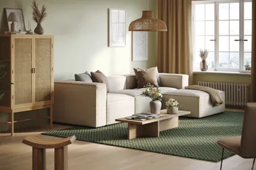 Cubo 4-sits Vändbar L-formad Djup Modulsoffa med Divan i Tyg - Vit - Products - Möbler - Soffa - Divansoffa & schäslongsoffa - 3 sits soffa med divan